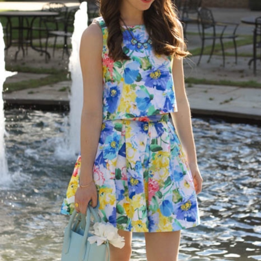 Polo Ralph Lauren floral crop top and skirt set
